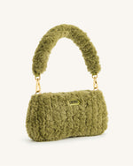 Sac à bandoulière Eva en fausse fourrure - Vert Pois