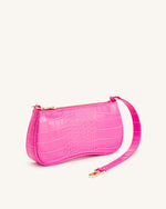 Sac à main à bandoulière Eva - Croco Rose Chaud