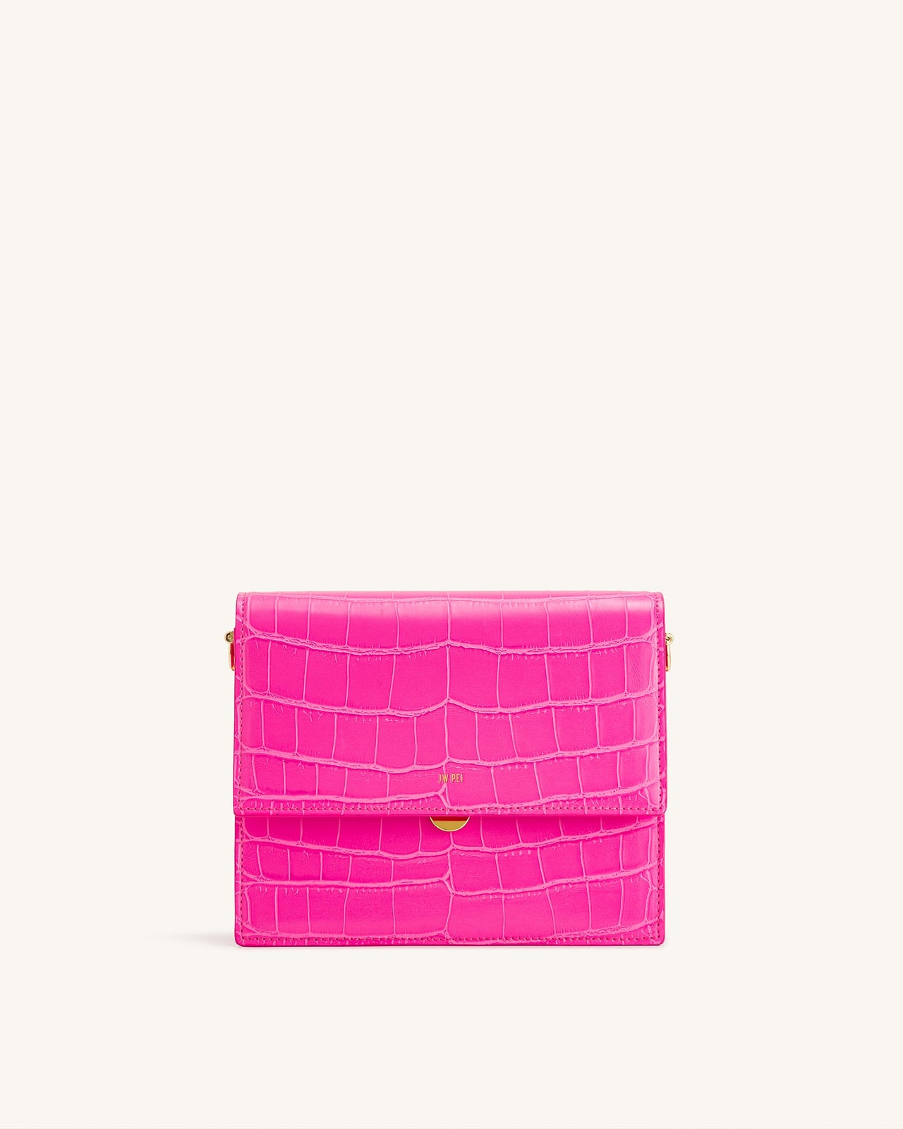 Mini sac bandoulière à rabat - Croco Rose Vif