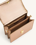 Mini sac bandoulière à rabat métallique - Lézard Or Antique