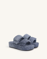 Sandale Lexi en Denim Gaufré - Bleu