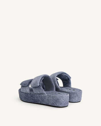 Sandale Lexi en Denim Gaufré - Bleu