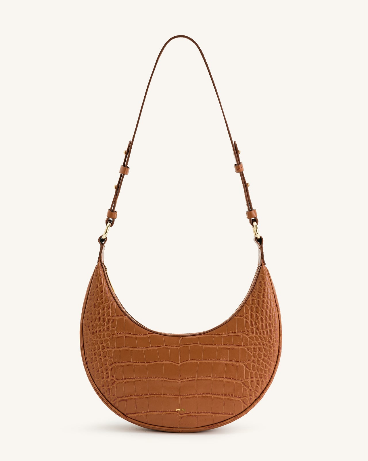 Sac bandoulière Carly - Croco marron chêne