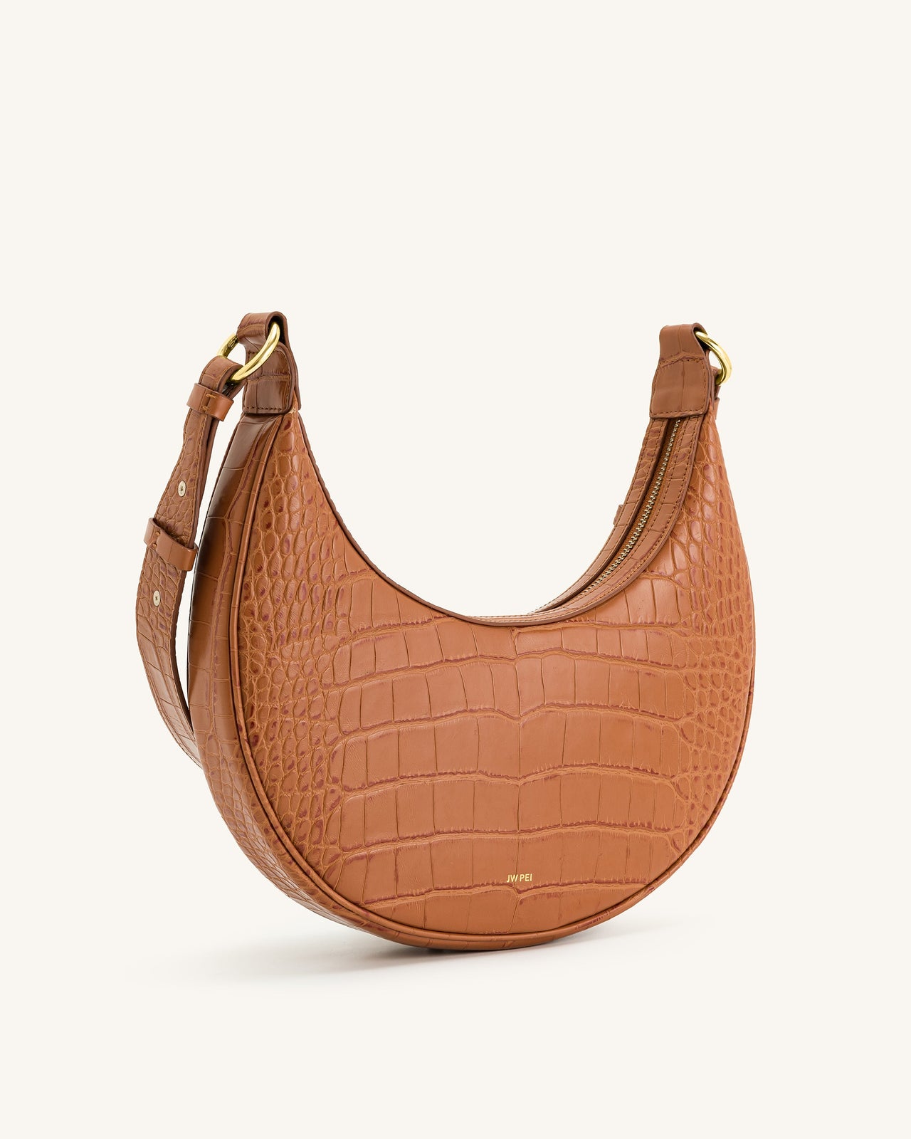 Sac bandoulière Carly - Croco marron chêne