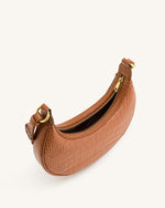 Sac bandoulière Carly - Croco marron chêne