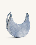 Sac bandoulière Carly en toile denim gaufrée - Bleu