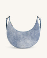 Sac bandoulière Carly en toile denim gaufrée - Bleu