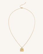 Collier à Pendentif Éventail Plantain - Plaqué Or 18ct & Zircon bleu marine & Nano vert
