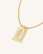 Collier Pendentif Petit Arc Romain - Plaqué Or 18ct & Zircon Blanc