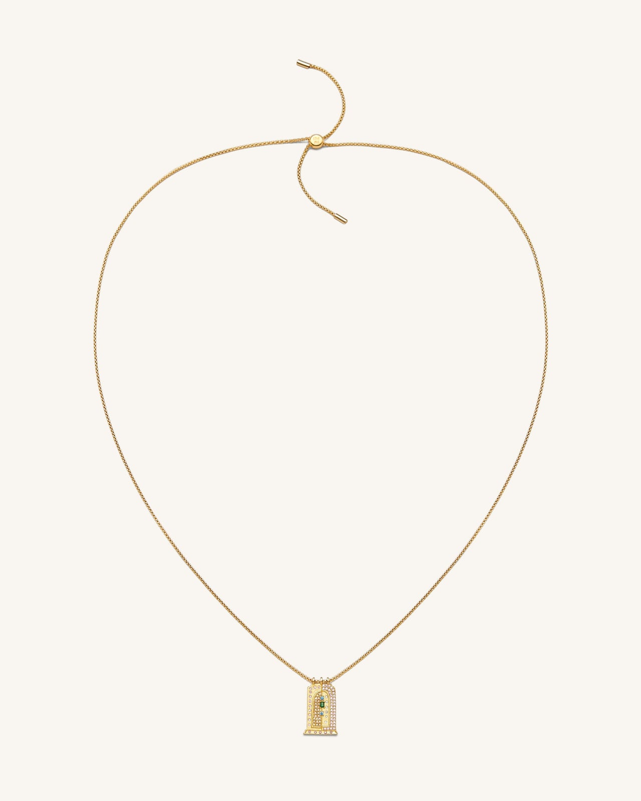 Collier Pendentif Petit Arc Romain - Plaqué Or 18ct & Zircon Multicolore