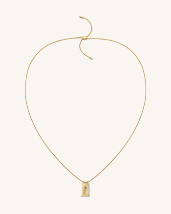 Collier Pendentif Petit Arc Romain - Plaqué Or 18ct & Zircon Multicolore