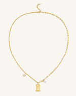 Collier avec Pendentif Arche Romaine - Plaqué Or 18ct & Zircon Blanc