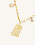 Collier avec Pendentif Arche Romaine - Plaqué Or 18ct & Zircon Blanc