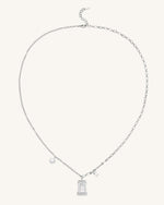 Collier avec Pendentif Arche Romaine - Plaqué Or Blanc 18ct & Zircon Blanc