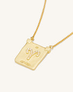 Collier avec Pendentif Zodiac - Plaqué Or 18ct