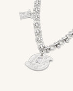 Collier Multi breloques Rond Cosmos - Plaqué Or Blanc 18ct & Zircon blanc