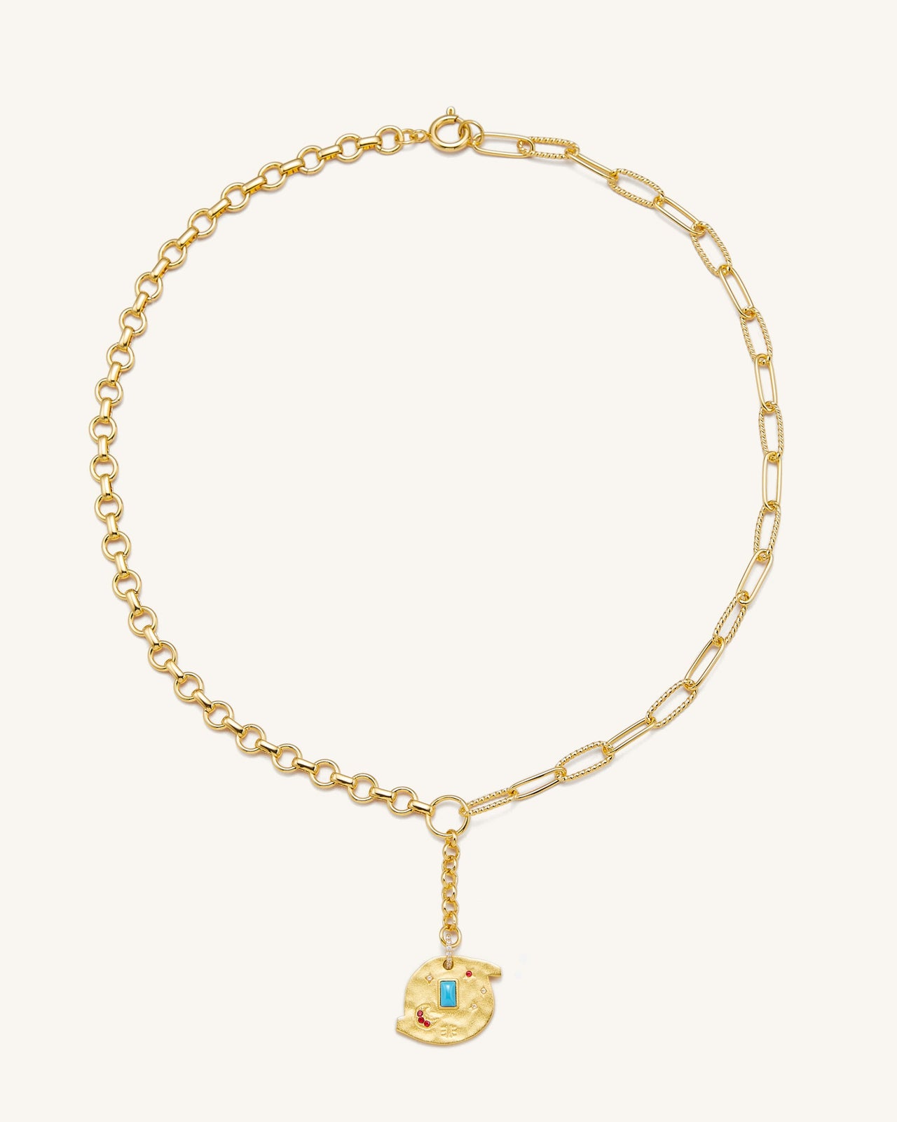 Collier Cosmos Rond - Plaqué Or 18ct & Zircon Multicolore
