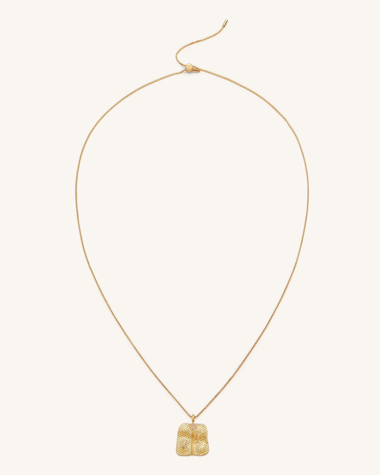 Collier à Pendentif Éventail Plantain - Plaqué Or 18ct & Zircon Blanc