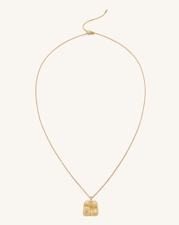 Collier à Pendentif Éventail Plantain - Plaqué Or 18ct & Zircon Blanc