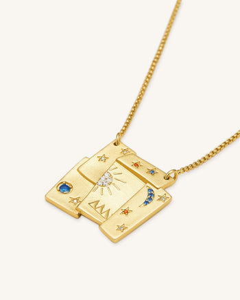 Collier Combiné Cosmos - Plaqué Or 18ct & Zircon multicolore