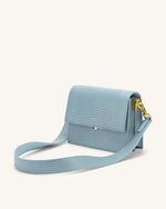 Sac Mini Flap - Glace Bleu Effet Lézard